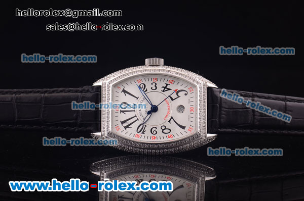 Franck Muller Conquistador Automatic Steel Case with Diamond Bezel and White Dial - Click Image to Close